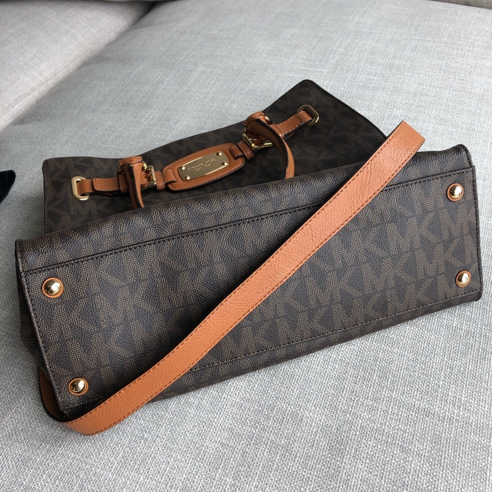 MICHAEL KORS Hamilton Brown monogram satchel LARGE - Picture 10 of 15